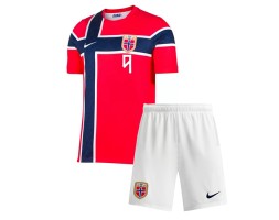 Nórsko Erling Haaland #9 Domáci Detský futbalový dres MS 2026 Krátky Rukáv (+ trenírky)